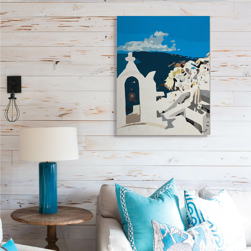 «Traditional Coastal Architecture Cityscape Abstraction» par Beth Ann Lawson - impression, H 40 po x l 30 po, Toile tendue