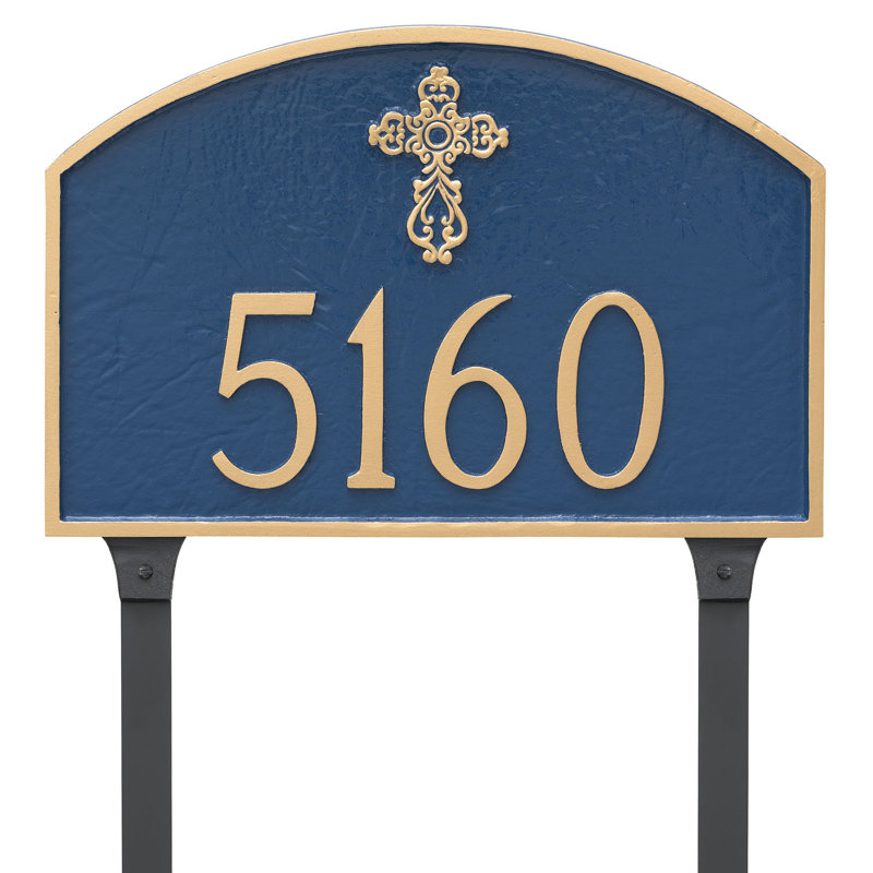 Enseigne d’adresse pour pelouse sur 1 ligne Prestige, Noir / argent, Oui