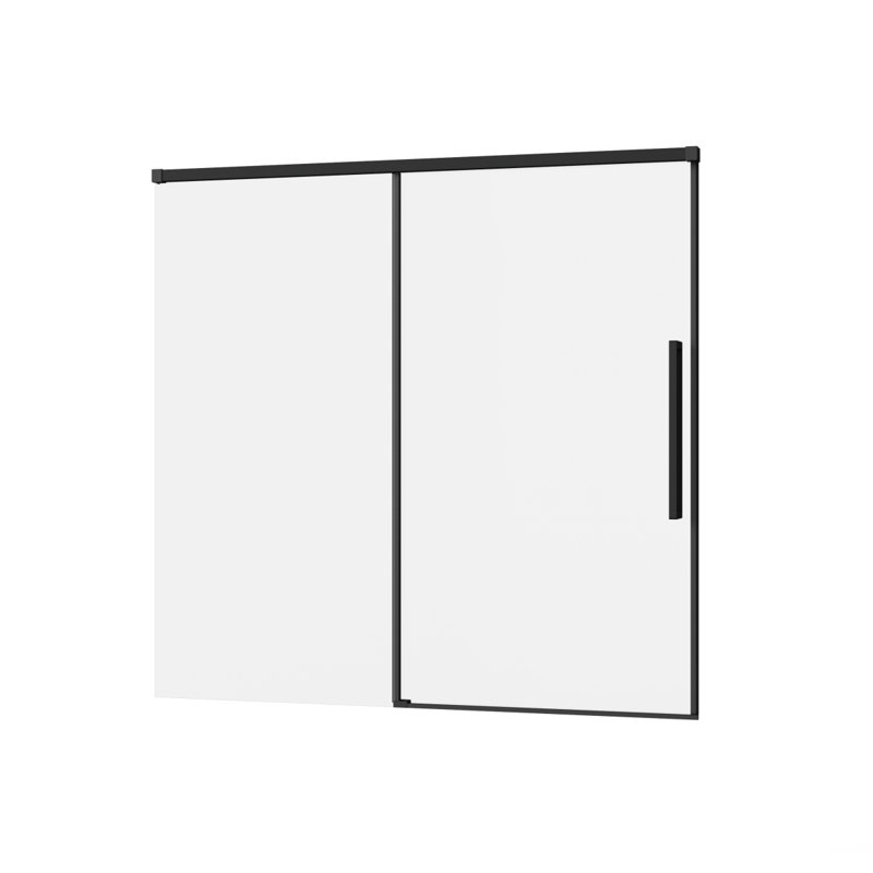 Goodyo 60" W X 58" H Tub Sliding Shower Door, Semiframeless Glass Door For Bathtub, 1/4" (6Mm) Thick Tempered Clear Glass With Easyclean Coating, Stainless Steel Hardware, Matte Black