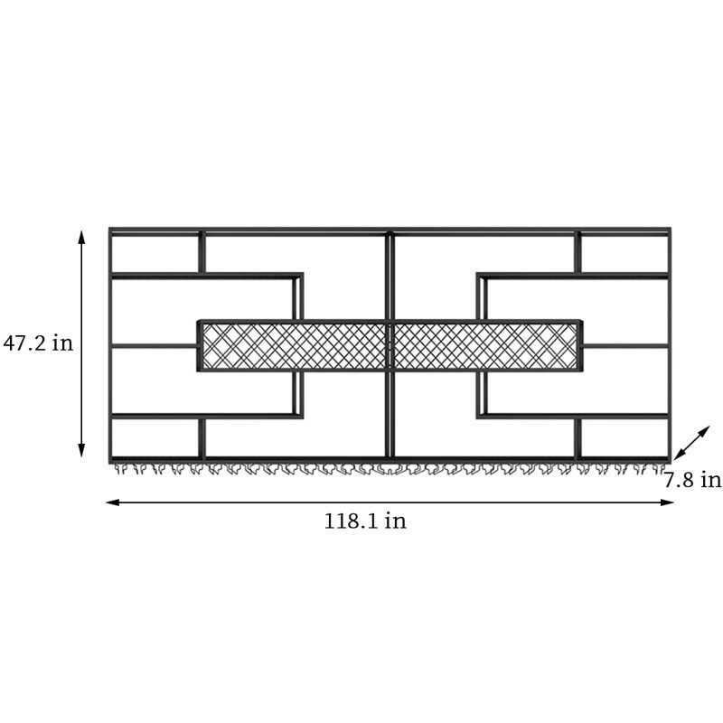 Multi-tier Iron Wall Mounted Wine Rack, 47.2" H x 118.1" W x 7.8" D