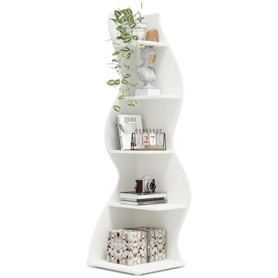 5-Tier Wall Corner Bookshelf Corner Shelf Storage Rack Plant Stand