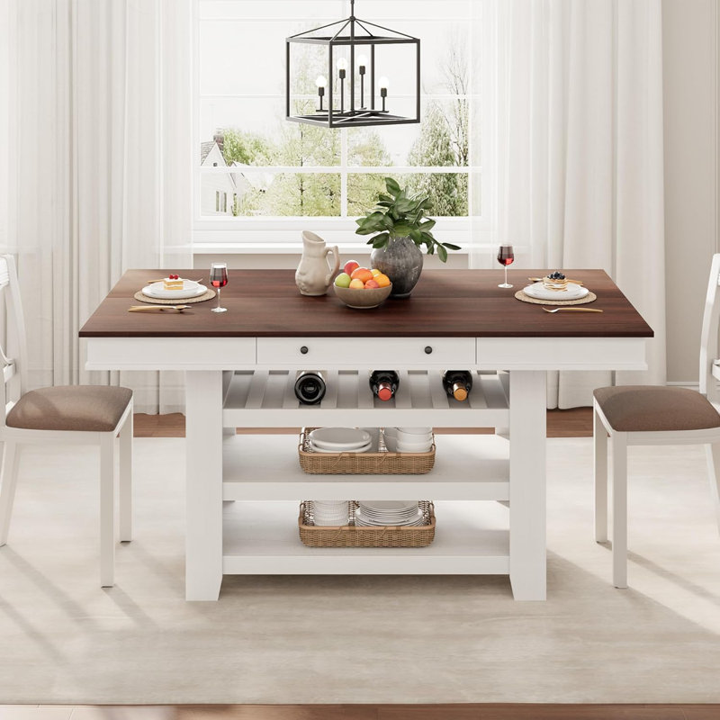 Wood Kitchen Island, White