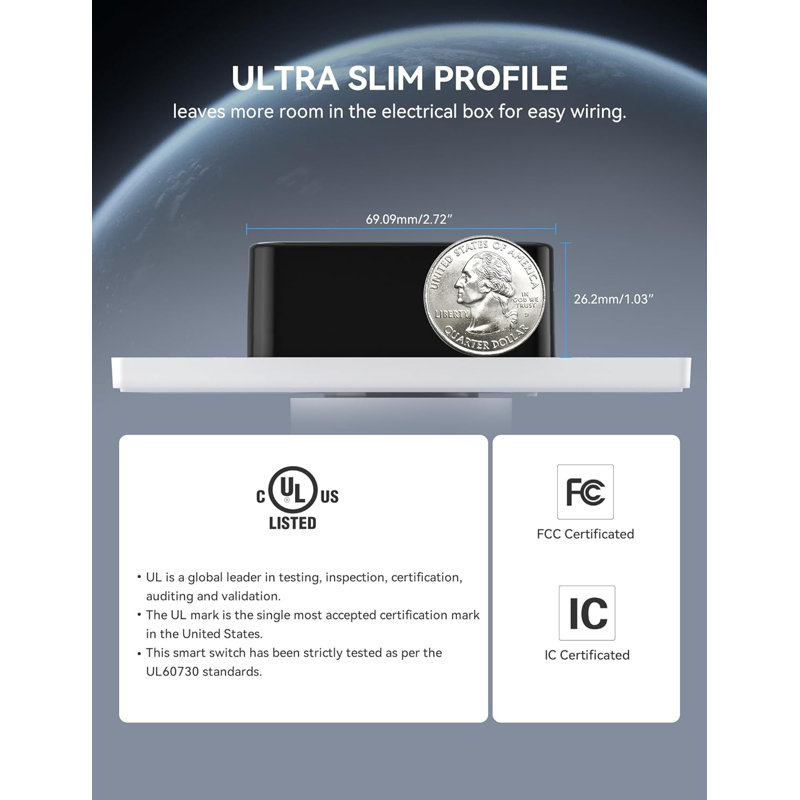 ELEGRP Wifi Smart Rotary Traic Dimmer With 1.8 Inch TFT Display Screen, Single Pole, Needs Neutral Wire, 2.4Ghz Wi-Fi, Compatible With Alexa And Google Home, No Hub Required, UL Listed