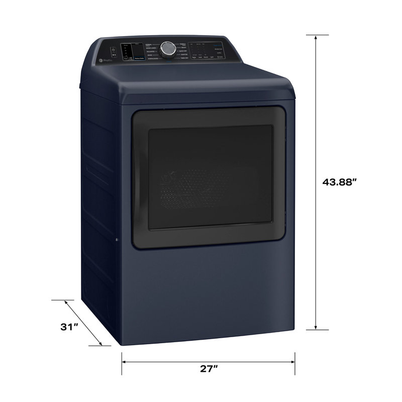 GE Profile ENERGY STAR® 7.3 cu. ft. Capacity Smart Electric Dryer with Steam and Washer Link, Natural Gas