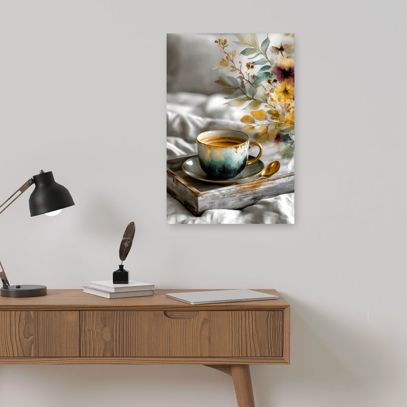 «Morning Coffee Florals», art mural élégant et paisible, H 18 po x l 12 po