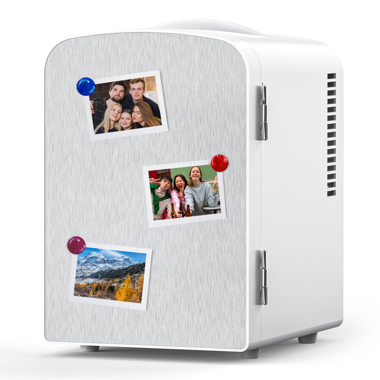 Mini Fridge Cooler Personal, Countertop, Holds Up To 4l/6 Cans, Front Door Stainless Steel, 12v Ac/dc, Option For Skincare | Fridge.com