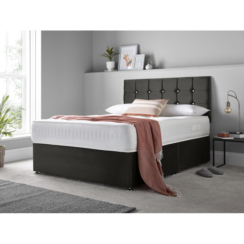 Casiodoro Divan Bed Set, Black, Super King (6'), Right Side Drawers