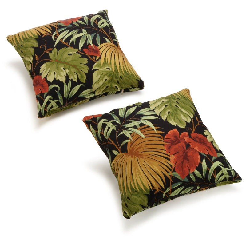 Outdoor 17" Pillow Cover & Insert, Tropique Raven, 17" H x 17" W