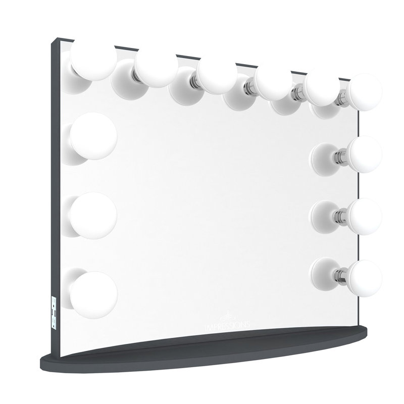 Hollywood Glow Plus Vanity Mirror with 12 Clear LED Lights Dressing Makeup Mirror with Dimmer Switch, Charcoal
