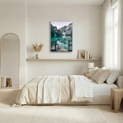 Art mural sur toile Gallery Wrap pour le salon, la chambre à coucher, le bureau ou le vestibule - décoration murale décorative avec lac de montagne