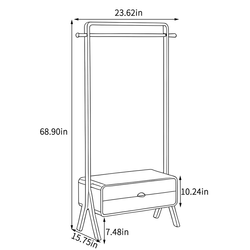 Portemanteau en chêne avec rangement, Noyer