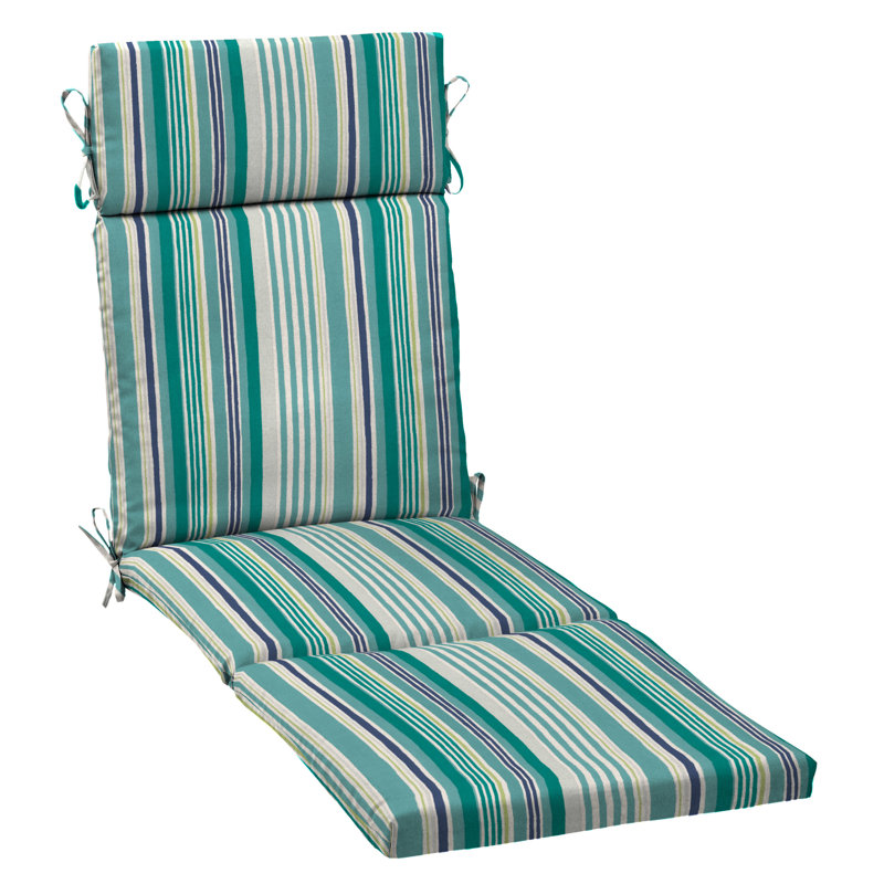 ARDEN Outdoor Chaise Lounge Cushion, 2.5" H x 21" W x 42.5" D, Green/Blue/White