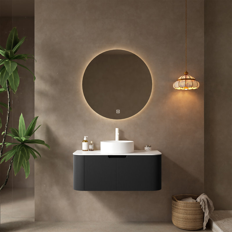 DINA 36" Bathroom Vanity&Sink, Black, White, 36"