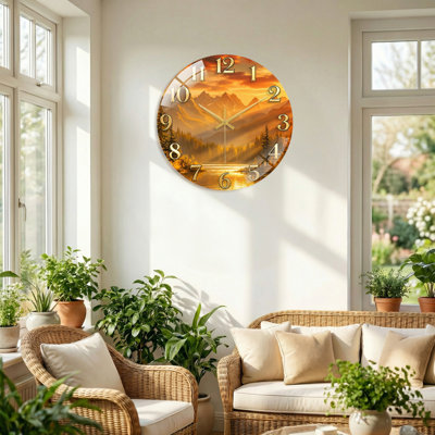 «Mountain Sunrise», horloge murale en verre