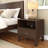 Sera Fluted Cubby Nightstand with 1 Drawer, Electrical Outlet and Brass Handle, Walnut-1839438923