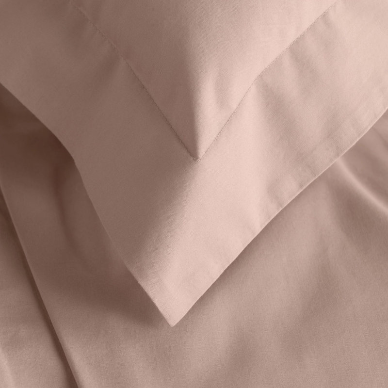 Ensemble de draps en coton biologique, Ensemble de draps pour lit double avec 2 taies d'o, Rose