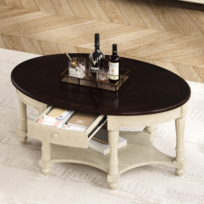 Table basse ovale vintage 45 po French Countryoval