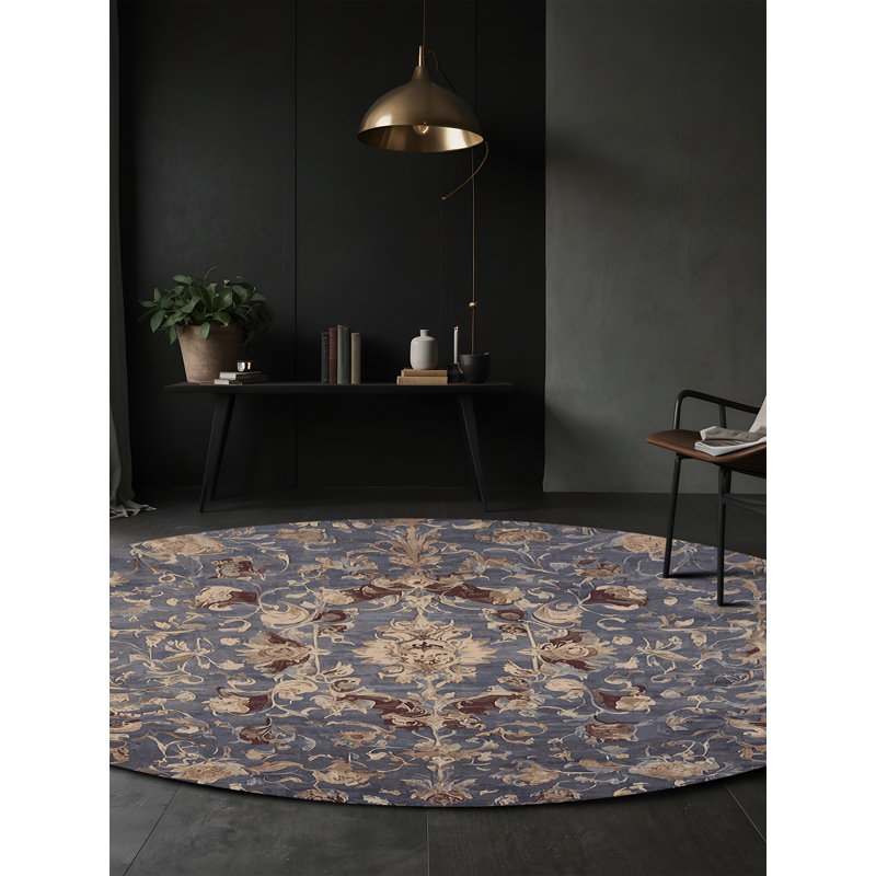 Tapis gris lavable à la machine, Rond 5 pi