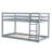 Solid Rubber Wood Twin over Twin Loft Bed with Ladder – Sturdy Twin Bed Platforms for Kids & Teens,Grey-978012349