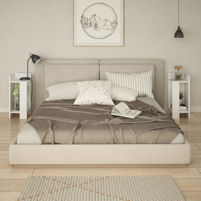 Elos Bedside 2 Table Set with Open Shelves for Versatile Use