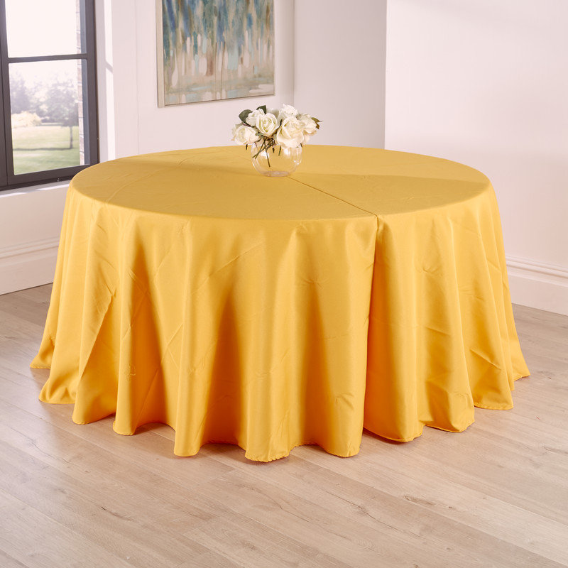 Round Polyester Tablecloth, 117.6cm W x 117.6cm L, Gold, 10 Pieces