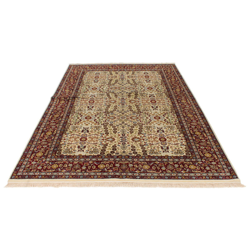 Tapis turc traditionnel ivoire et rouge 6 x 9