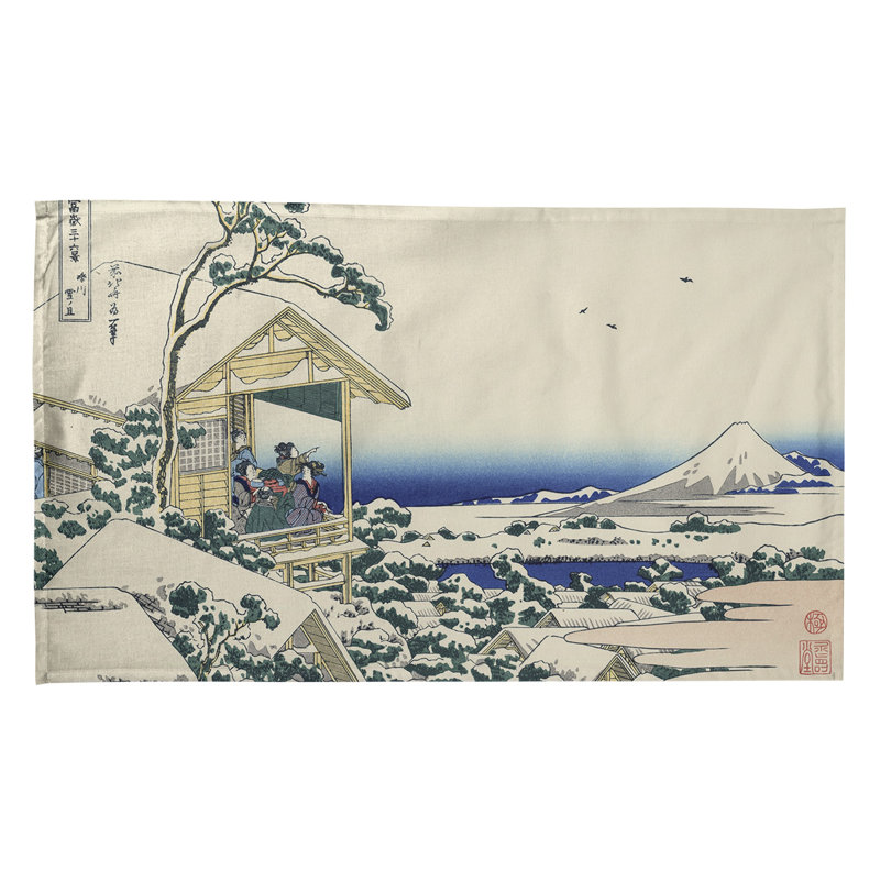 Serviette de thé House at Koishikawa, Vert, Croisé en coton