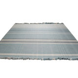 Hand-Knotted Wool Serene Blue Stripes Geometric Modern Contemporary Carpet Rug