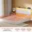 Lit double Livia avec 4 tiroirs et tête de lit de rangement, lampe DEL réglable et station de recharge, sommier non requis, blanc-965018216-975702858