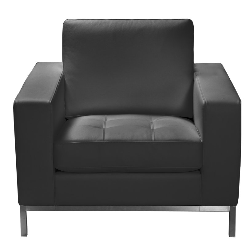 Witney Upholstered Club Chair, Dark Gray Genuine Leather