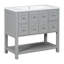 36'' Bathroom Vanity, Undermount Sink, Solid Pine Wood, 4 Drawers, Soft - Close Doors, Grey, Modern, Glossy Resin Basin, Three Hole Sink Setup, , Silent Drawer Slides, Spill Function, Large Storage