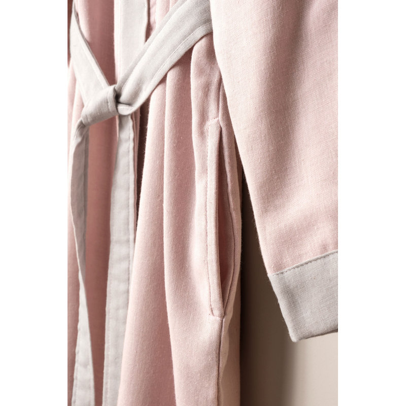 Peignoir 100% coton mi-mollet avec poches, G / TG, Poudre