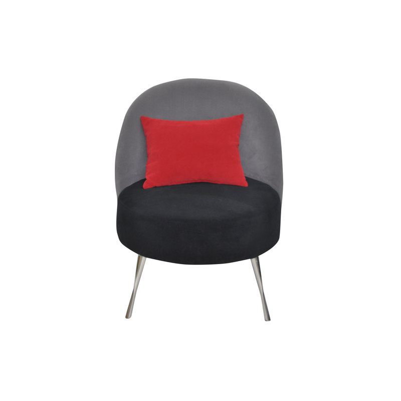 Upholstered Accent Chair, Red/Grey/Black