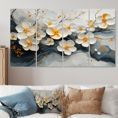 Fleurs de cerisier II - art mural fleur de cerisier - ensemble d'art mural traditionnel