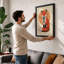 Fox in Circle Modern - Framed Print-684100883-684100884