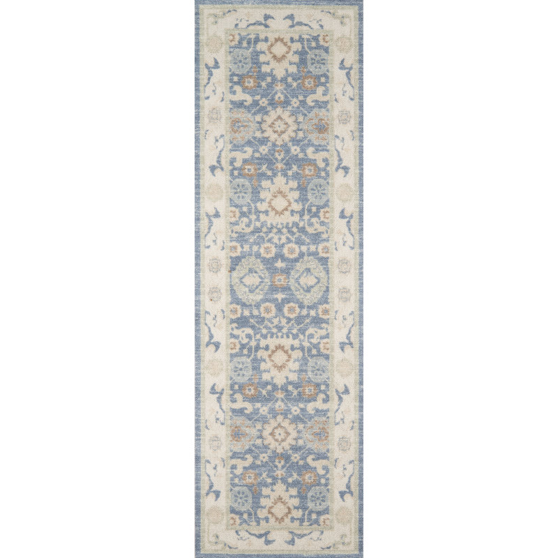 Tapis bleu clair Denya, Tapis de couloir 2 pi 3 po x 7 pi 6 po