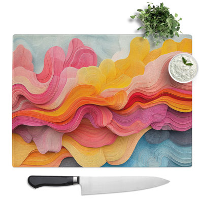 Wave Artwork  Glass Chopping Board