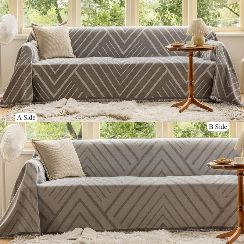 Box Cushion Slipcover, 71" H x 118" W, Gray Chenille