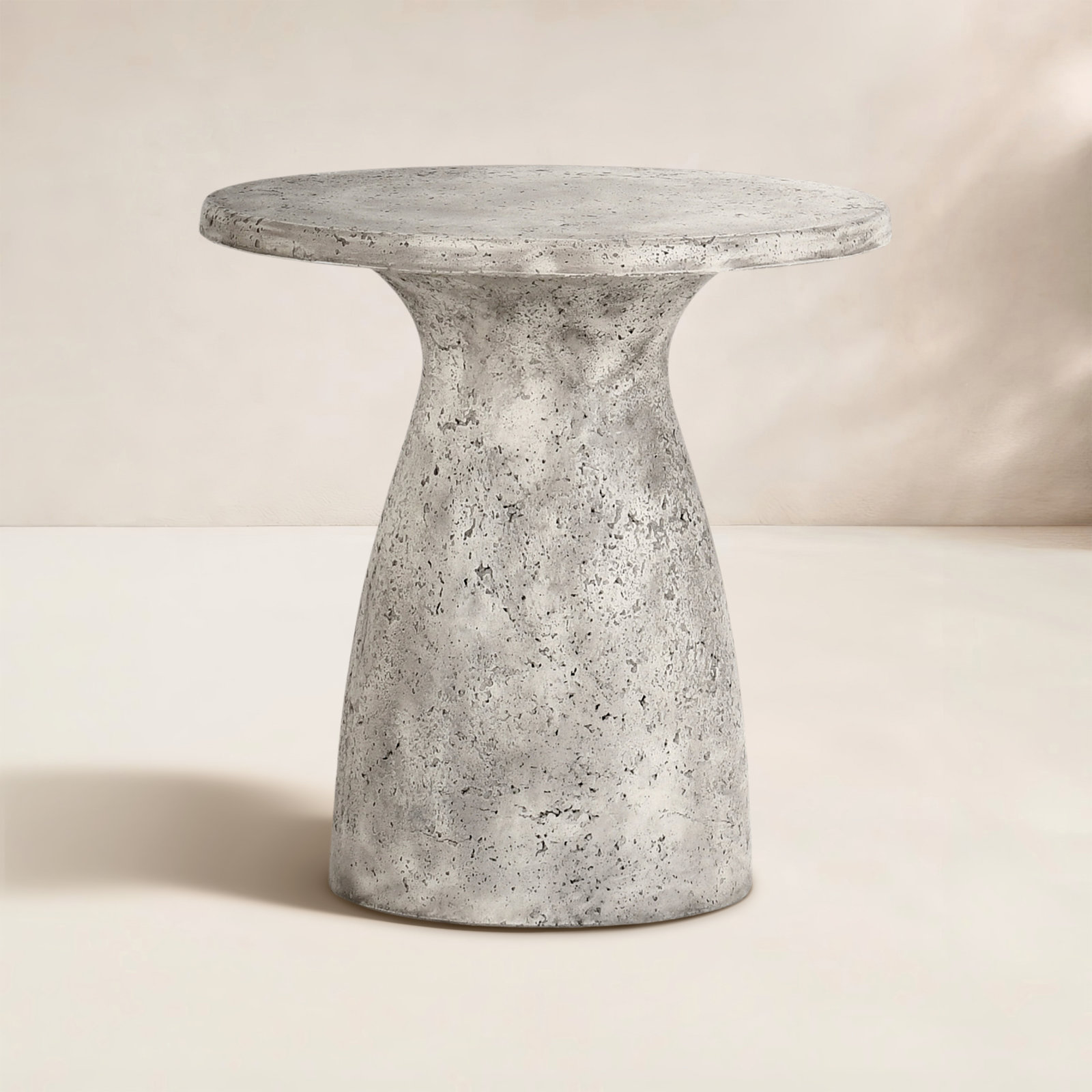 Adainville 16'' Stone Outdoor Table, Light Gray