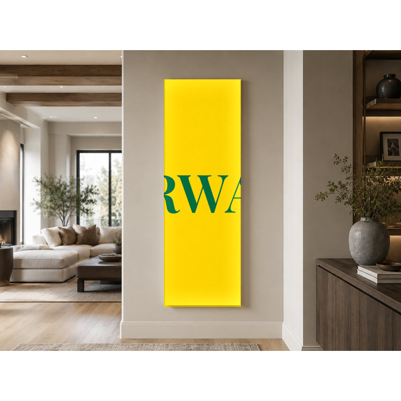 Drapeau mondial du Rwanda, monogramme de luxe en diamants — Bleu, jaune, vert — Grande toile murale, H 30 po x l 10 po