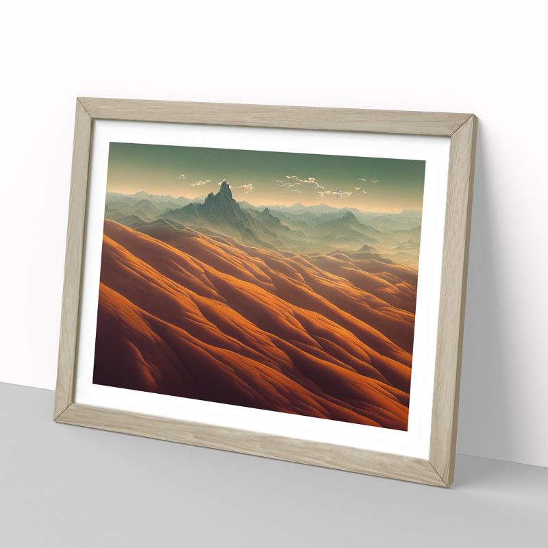XH1022-8662X Super Mountain Landscape 1 Piece Single Picture Frame Wall Art, 46cm H x 64cm W x 2cm D, Oak