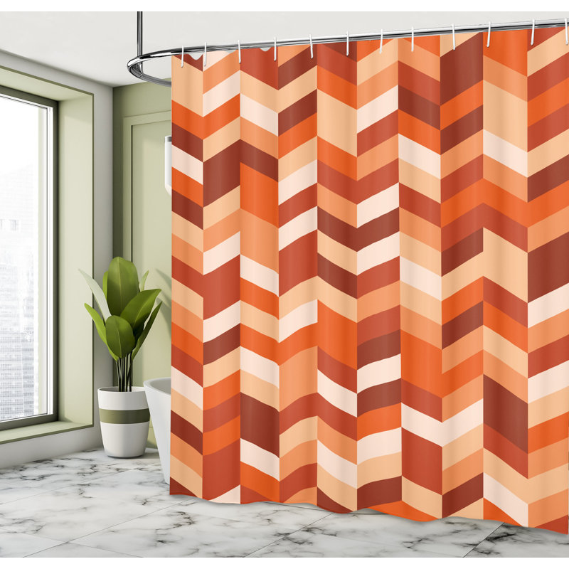Ensemble de rideau de douche + crochets, H 75 po x l 69 po, Orange brûlé