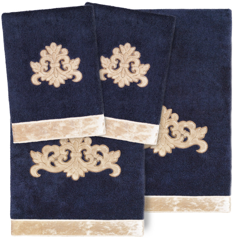 Linum Home Textiles 100% Turkish Cotton 4 Piece Towel Set, Marine
