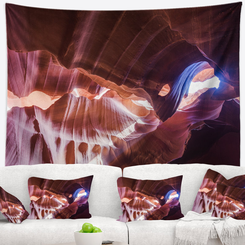 Paysage bleu clair dans la tapisserie du canyon Antelope, H 78 po x l 92 po