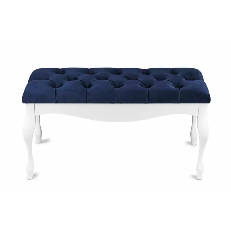 Moorebank 100% Polyester Upholstered Bench, Blue/White, H40 x W120 x D40cm