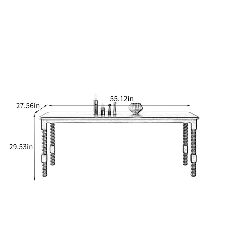 Table de salle à manger en bois de frêne massif avec fonctionnalité spacieuse., H 29,53 po x L 55,12 po x l 27,56 po