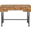 Bureau antique rustique en noyer muscade et noir, 3 tiroirs, idéal pour un bureau à domicile confortable ou un usage professionnel.