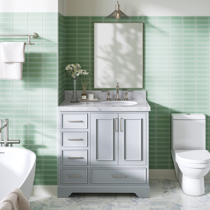 Meuble-lavabo simple avec plateau Abshire 37, Gris