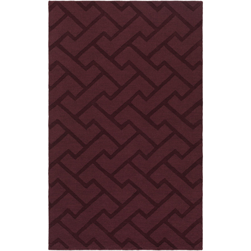 Tapis décoratif aubergine en laine tissée à la main Villegas, Rectangle 8 pi x 11 pi
