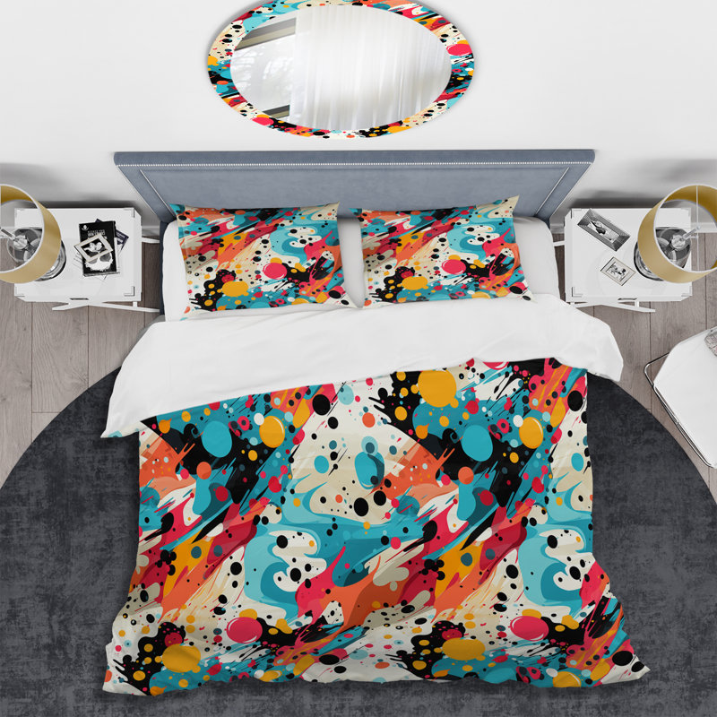Ensemble de housse de couette colorée Popart Vortex Fusion, Housse de couette pour grand lit et 2 taies décor